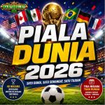 Visual bertema World Cup 2026 dengan nuansa olahraga dan semangat juara