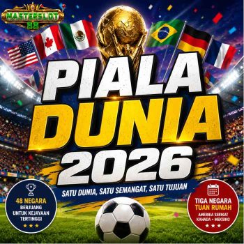 Visual bertema World Cup 2026 dengan nuansa olahraga dan semangat juara