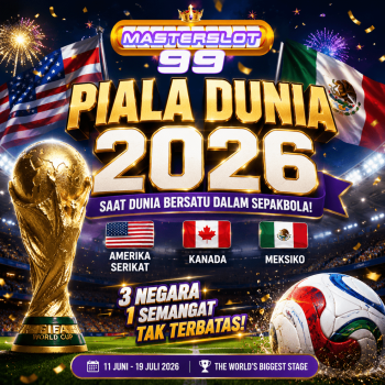 Piala Dunia 2026 dengan bola sepak di lapangan hijau modern